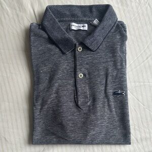 Lacoste Men's navy Linen Cotton Blend Polo Shirt - Medium